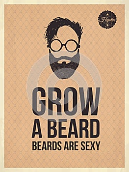 Hipster vintage trendy look quotes, Grow a beard