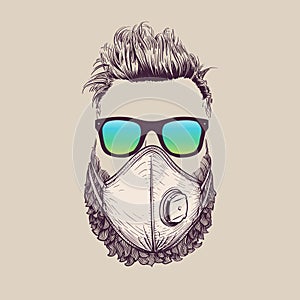 Hipster wearing protection ffp3 mask photo