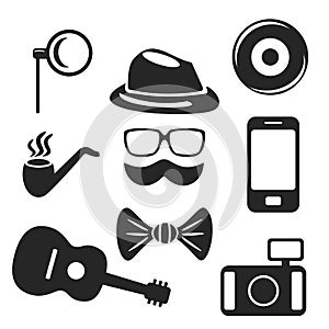 Hipster web and mobile icons set. Vector.