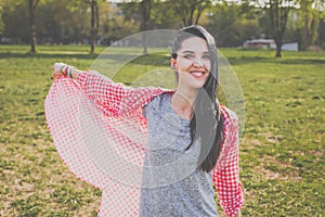 Hipster woman having fun