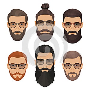 Hipsters bearded men with different hairstyles mustaches beards photo