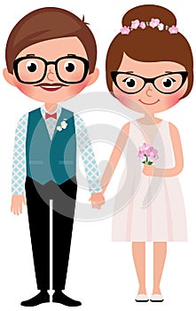 Hipsters Happy bride and groom photo