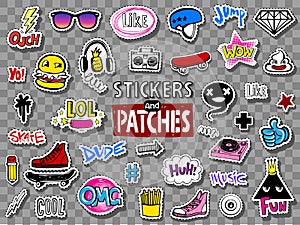 Hipsters teens stickers and patches