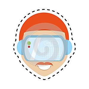 hipter man virtual reality glasses technology design cut line