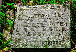 Commemorative plaque discovery of Machu Picchu by American archaeologist Hiram Bingham III-11 photo