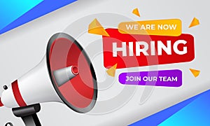 We are hiring banner with megaphone. Join our team