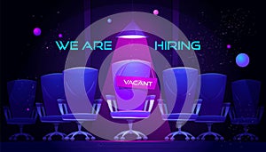 We are hiring cartoon banner with vacant chair