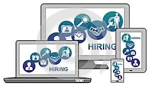 Hiring concept on different devices