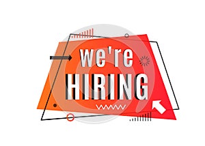 We are hiring concept. Job vacancy advertisement geometric red banner