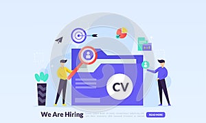 We are hiring concept, online Job Interview, online recruitment, finding professional skill, landing page template for banner,