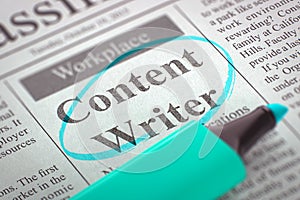 We are Hiring Content Writer. 3D.