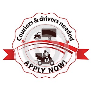 We are Hiring, Couriers and drivers wanted - printable stamp