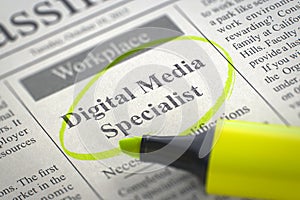 We are Hiring Digital Media Specialist. 3D.