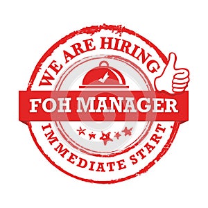 We are hiring Front of the House manager - immediate start