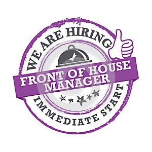 We are hiring front of the house manager - purple printable lable