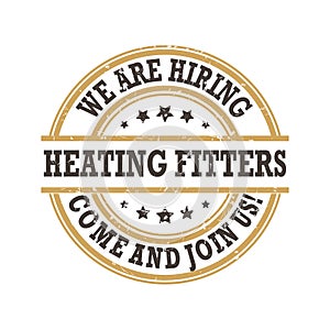 We are hiring Heating Fitters - printable label / sticker photo