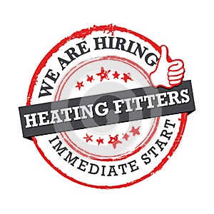 We are hiring Heating Fitters - printable label / stamp photo