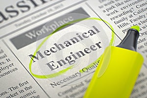 We are Hiring Mechanical Engineer. 3D. photo