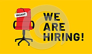 We are hiring, open vacancy. Hiring and recruitment banner design. Vacant position, join our team. Business hiring and recruiting