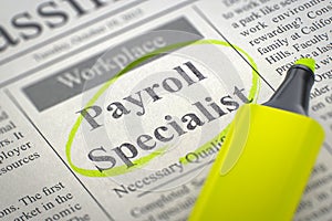 We are Hiring Payroll Specialist. 3D.