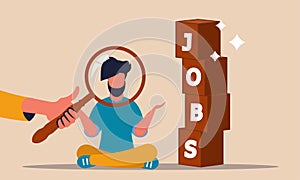 Hiring personnel and find talent people for manager. Search vacancy and work recruit for office vector illustration concept. Hire