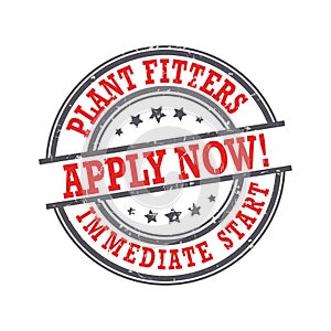 We are hiring Plant Fitters - red and gray printable label