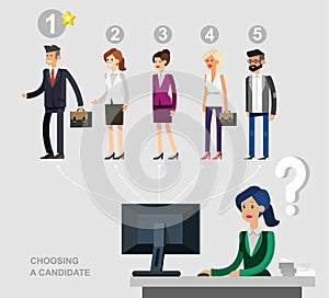 Hiring process concept with candidate selection