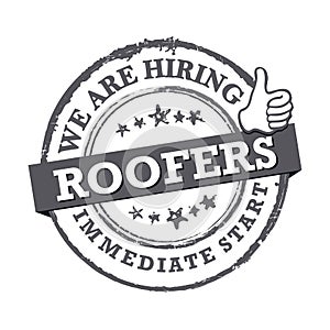 We are hiring roofers. Printable sticker for recruitment purposes