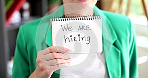 We are hiring search and hiring business concept in manager hand