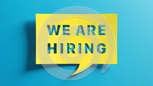 We are hiring speech bubble announcement. Open job vacancies to join our team. Recruitment sign. Human resources and employment.