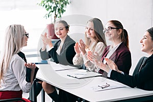 Hiring successful job interview hr female clapping