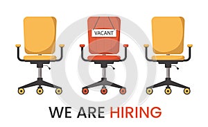 We are hiring. Three chairs in a row