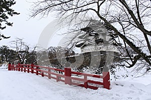 Hirosaki Castle and bridge photo