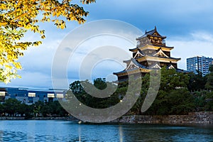 Hiroshima Castle in japan at night