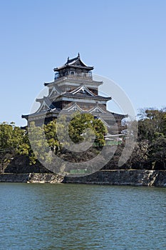 Hiroshima Castle outside. The Tenshu Tower