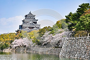 Hiroshima castle in spring, Hiroshima Prefecture, Japan