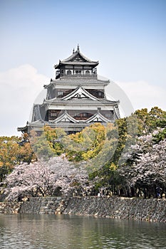 Hiroshima castle in spring, Hiroshima Prefecture, Japan