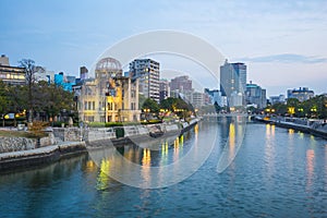 Hiroshima cityscape with the Atomic Dome memorial ruins