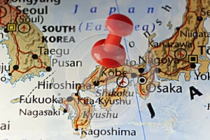 Hiroshima, Japan pinned map