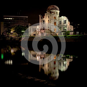 Hiroshima Peace Dome night with reflection