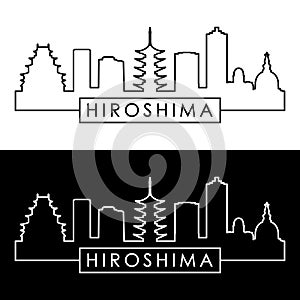 Hiroshima skyline. Linear style.