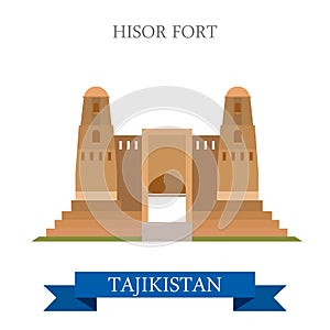 Hisor Fort in Dushanbe Tajikistan vector flat attraction travel photo