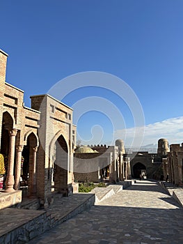 Hisor, Tajikistan - January 4, 2023: Traditional buildings inside Hisor fort