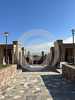 Hisor, Tajikistan - January 4, 2023: Traditional buildings inside Hisor fort