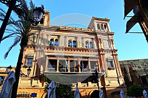 Hispalis Fountain, the Fountain of Seville, on Puerta de Jerez Square in Seville - Spain, Andalusia