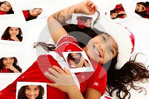 Hispanic African American Child Christmas Portrait