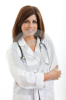 Hispanic brunette healthcare professional
