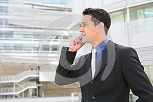 Hispanic Business Man on Cell Phone