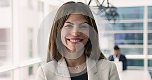 Hispanic businesswoman or executive director posing in conference room