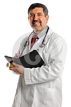Hispanic Doctor Writting Prescription photo